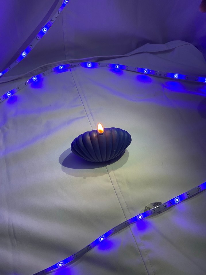 Koyu Mavi Deniz Kabuğu Şeklinde Mum - Görsel 3