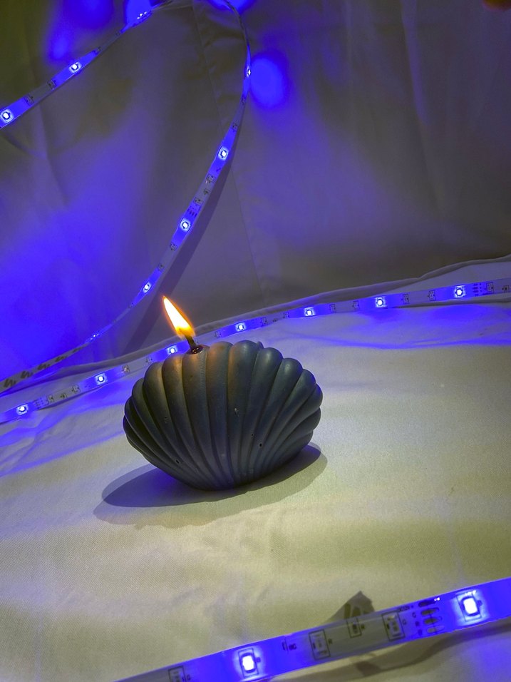 Koyu Mavi Deniz Kabuğu Şeklinde Mum - Görsel 2