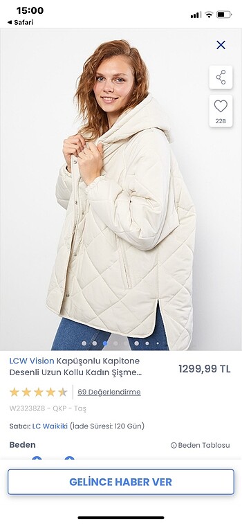 LC W KAPÜŞONLU KAPİTONE ŞİŞME MONT