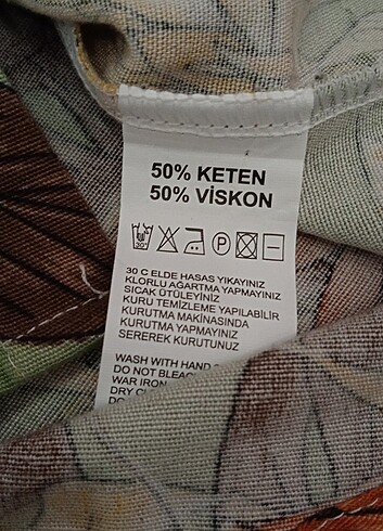 m Beden Yaprak desenli kısa kol gömlek