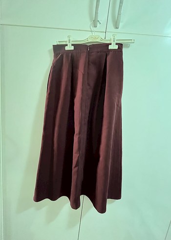 Diğer Bordo Pilili Midi Kadın Etek