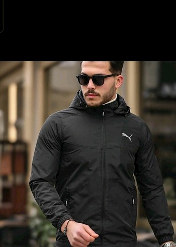 Puma Siyah Kapusonlu Spor Yagmurluk