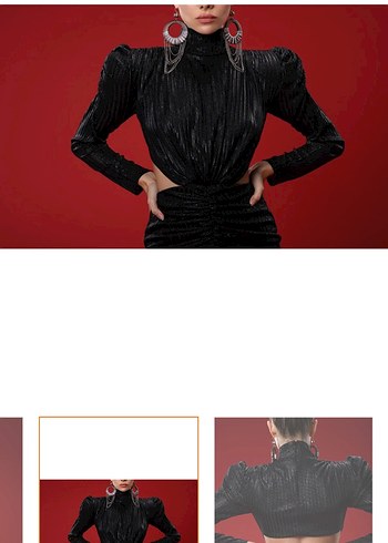 34 Beden Siyah Triko Cut Out Detaylı Midi Elbise