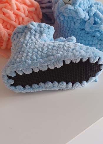 Mavi Örgü Erkek Bebek Patik - Görsel 6