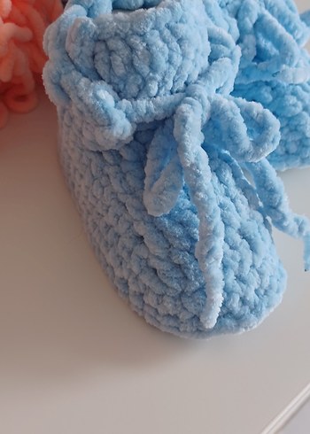 Mavi Örgü Erkek Bebek Patik - Görsel 7