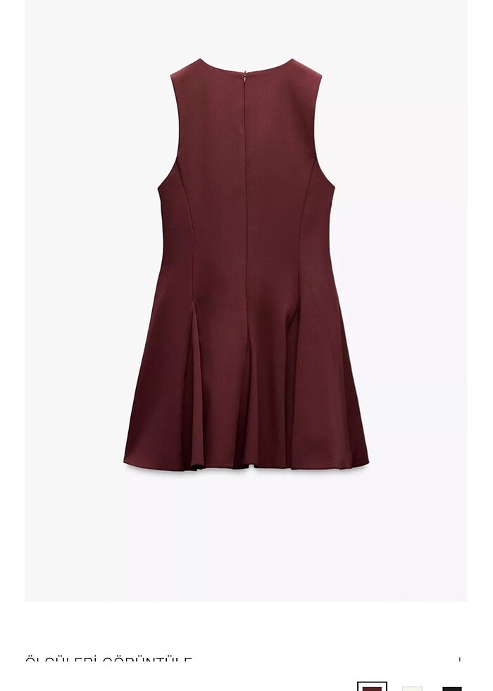 Zara Bordo Fiyonklu kısa elbise - Görsel 3