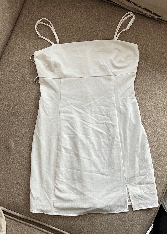 Beyaz kısa elbise - Görsel 5