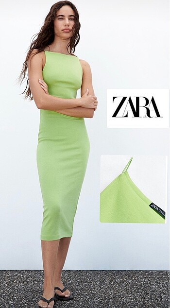 Zara yeşil elbise