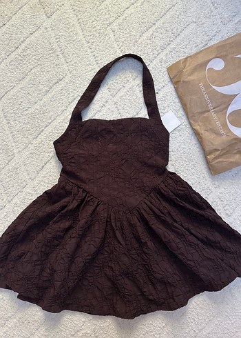 Zara dokulu halter yaka elbise - Görsel 3