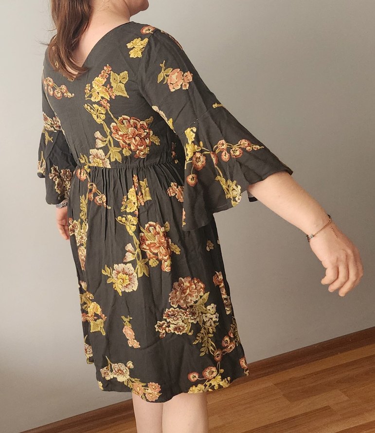 Çiçek Desenli Kahverengi Bohem Midi Elbise - Görsel 2