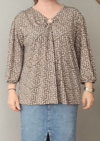 Gri Düğmeli Uzun Kollu Hamile Bluzu boyu 67  eni 60 kolboyu 45 - Görsel 2