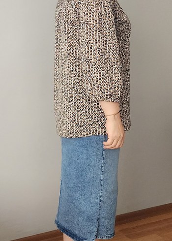 Gri Düğmeli Uzun Kollu Hamile Bluzu boyu 67  eni 60 kolboyu 45 - Görsel 3