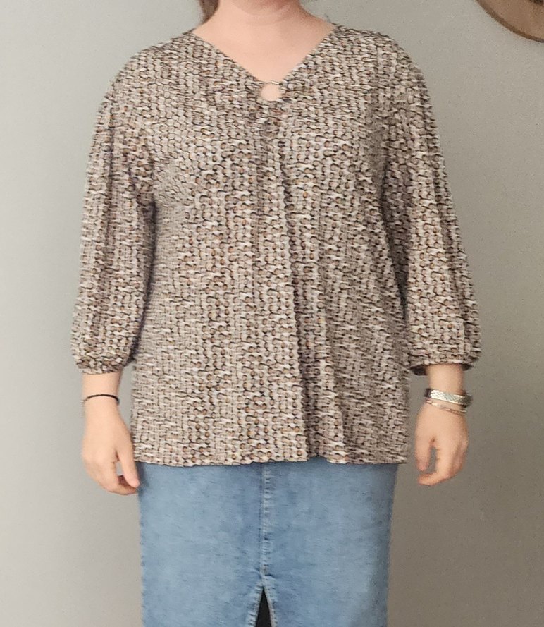 Gri Düğmeli Uzun Kollu Hamile Bluzu boyu 67  eni 60 kolboyu 45 - Görsel 2