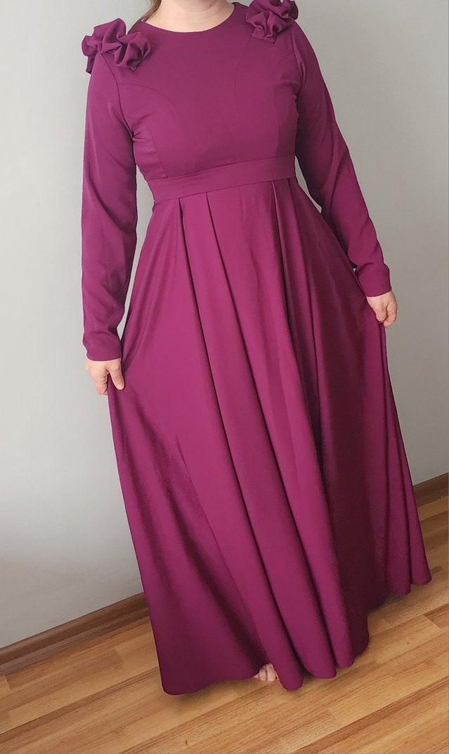 Bordo Uzun Kollu Salaş Kadın Elbise 42 44 bedene uyumludur - Görsel 2