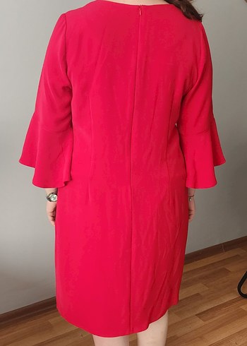 Parlak Kırmızı Midi İş Elbisesi - Görsel 3