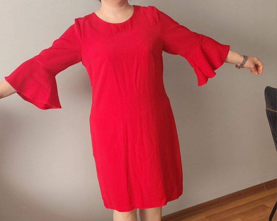 Parlak Kırmızı Midi İş Elbisesi - Görsel 2