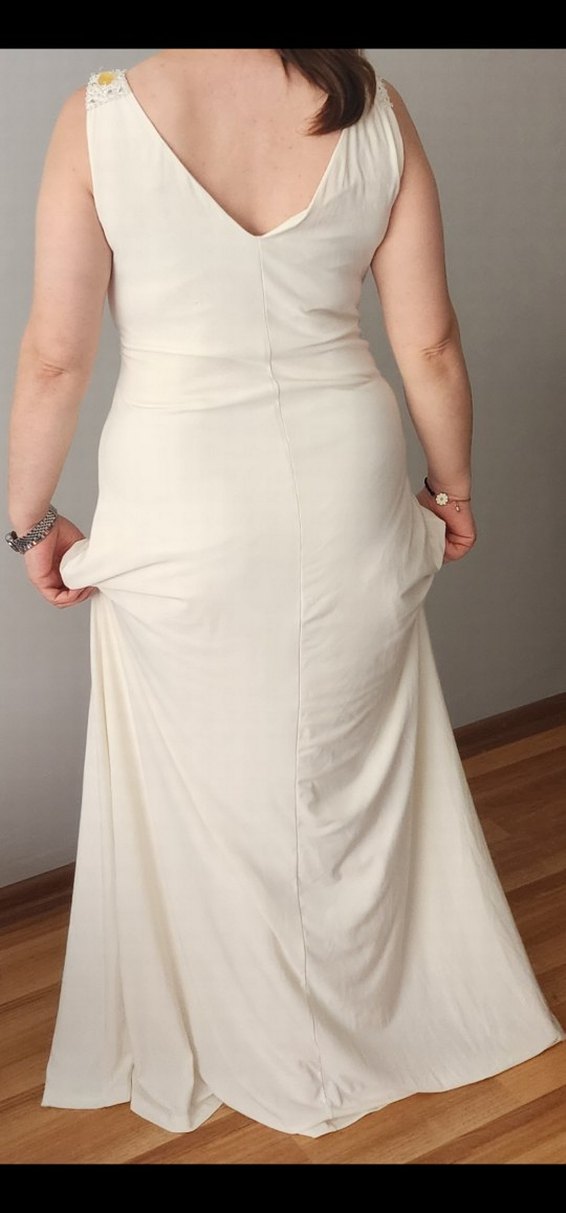Beyaz Drapeli Uzun Hamile Abiye Elbise 42 44  46  uyumludur - Görsel 3