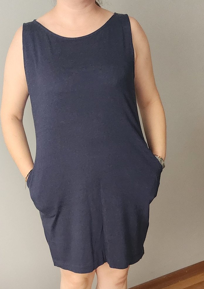 Lacivert V Yaka Midi Kadın Elbise - Görsel 2