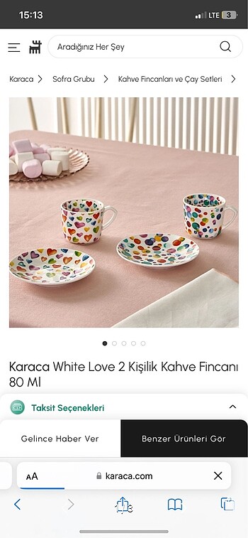 Karaca kahve fincani 2 kisilik