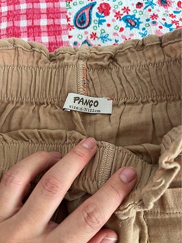 7 Yaş Beden Panço Kız Çocuk Müslin Pantolon