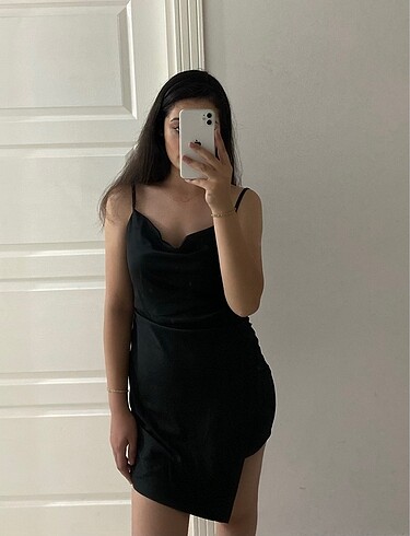 Diğer Siyah saten mini elbise