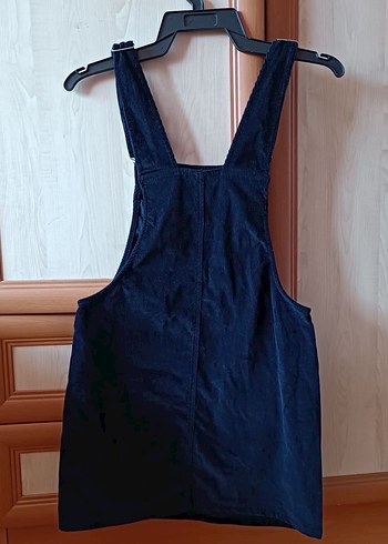 Kadın Lacivert Denim Askılı Mini Elbise - Görsel 2