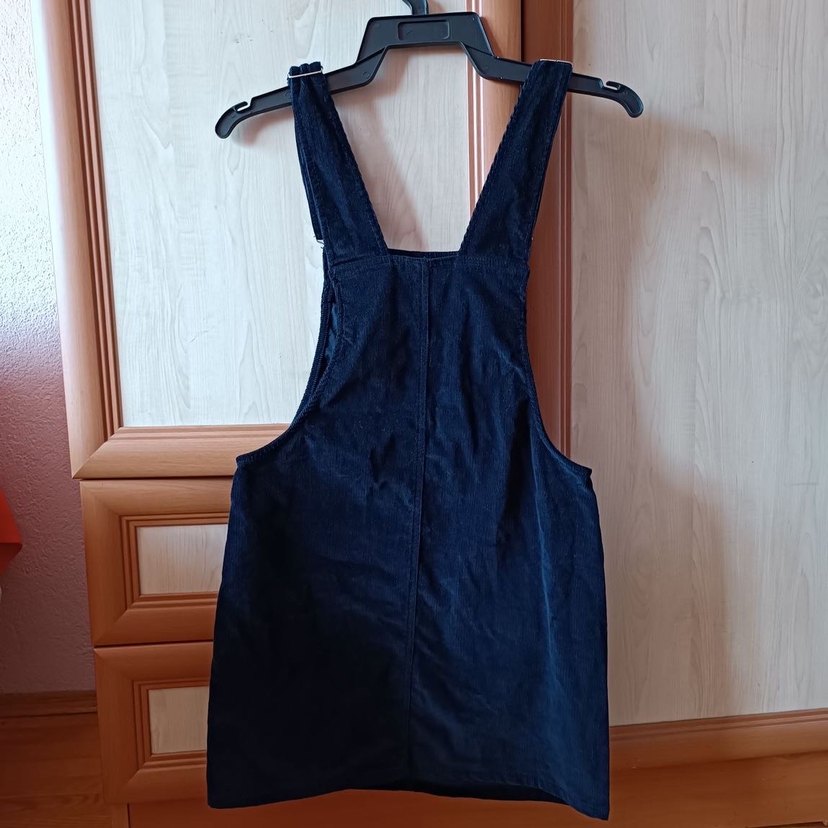 Kadın Lacivert Denim Askılı Mini Elbise - Görsel 2