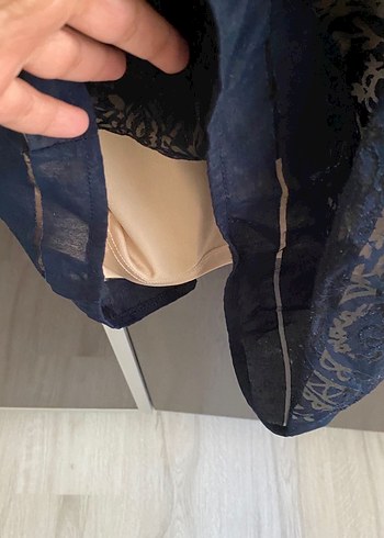 Kolsuz  Lacivert Midi Elbise - Görsel 2