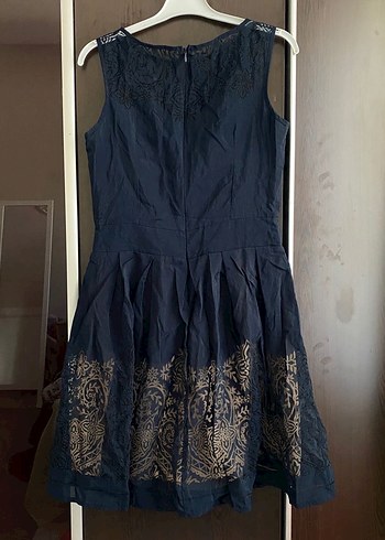 Kolsuz  Lacivert Midi Elbise - Görsel 3