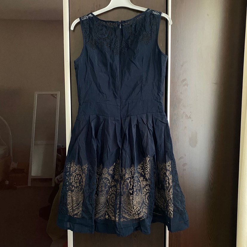 Kolsuz  Lacivert Midi Elbise - Görsel 3