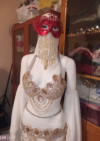 Bohem Straplez Uzun Beyaz oryantel kostümü - Görsel 2