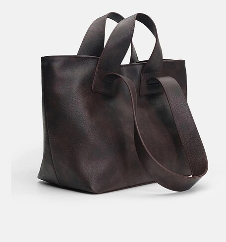 Zara acı kahve deri tote çanta