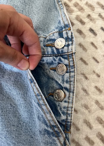 s Beden Kadın Mavi Denim Kısa Salopet