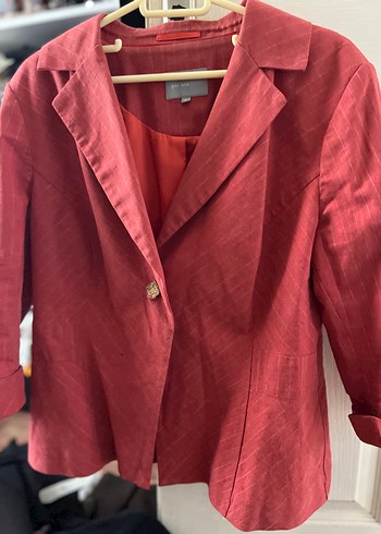 Düğmeli Kırmızı Kadın Midi Blazer Ceket