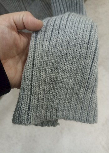 Gri Örgü Kadın Yarım Fermuarlı Kazak - Görsel 3