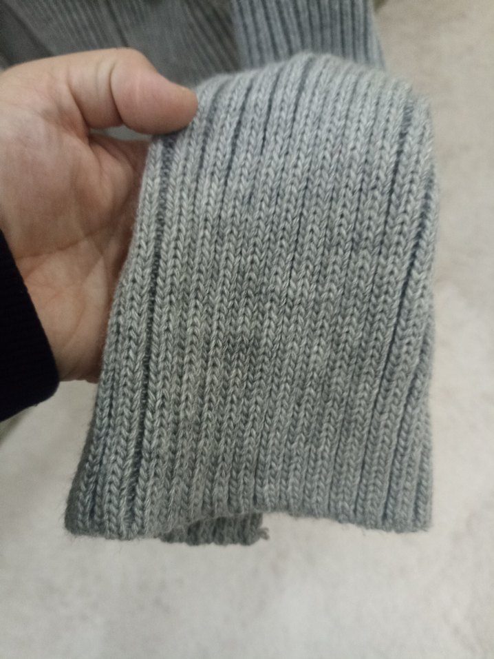 Gri Örgü Kadın Yarım Fermuarlı Kazak - Görsel 3