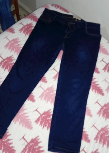 Kadın Lacivert Batik Desenli Midi Kot Pantolon