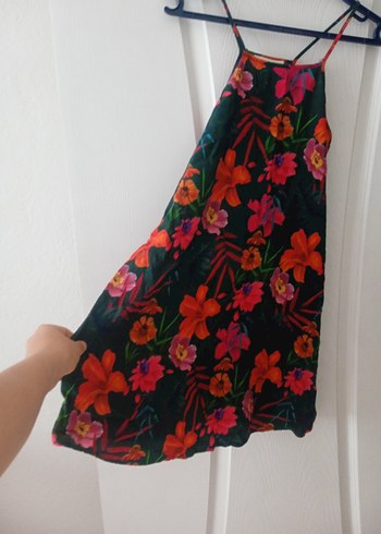 40 Beden Çiçek Desenli Bohem Mini Elbise