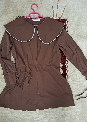 Düğmeli vintage bohem gömlek