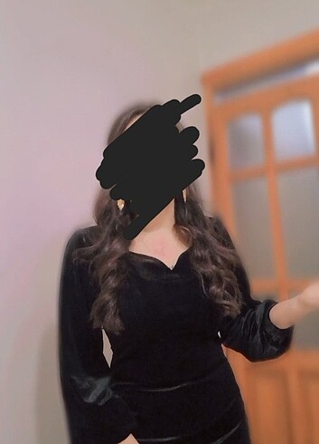 l Beden Siyah kadife elbise