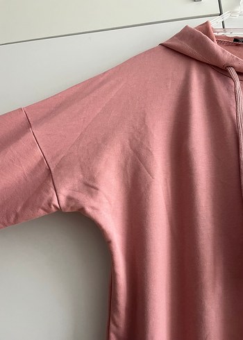 Pembe Midi Kapüşonlu Kadın Elbise - Görsel 3