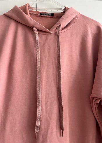 Pembe Midi Kapüşonlu Kadın Elbise - Görsel 6