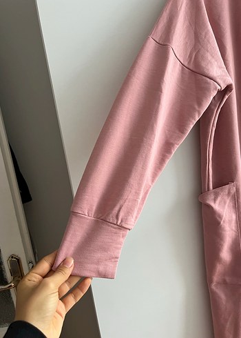 Pembe Midi Kapüşonlu Kadın Elbise - Görsel 2