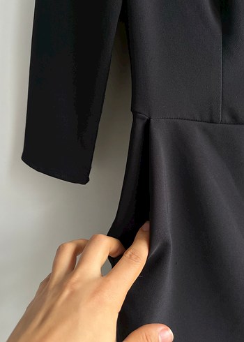 Siyah Drapeli Kadın Midi Tulum - Görsel 5