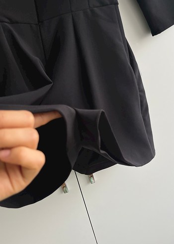 Siyah Drapeli Kadın Midi Tulum - Görsel 8