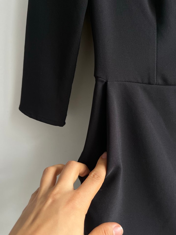 Siyah Drapeli Kadın Midi Tulum - Görsel 5