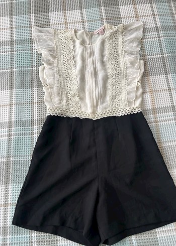 Dantel Detaylı Kısa Bohem Tulum - Görsel 2