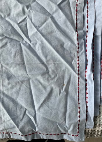 Nakışlı Beyaz Gri Masa Örtüsü Takımı - Görsel 2