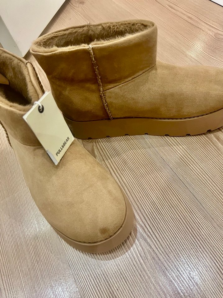 Bej Süet Kürklü Dolgu Topuk Kadın Bot - Görsel 2