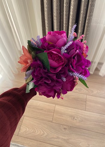 Mor Kurdeleli Bohem Gelin Buketi - Görsel 4